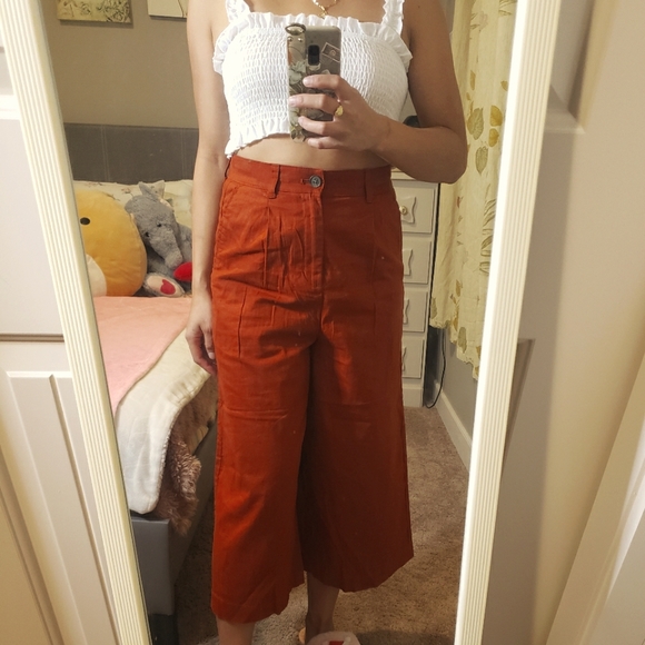 Uniqlo Denim - 1. Rusty Uniqlo Linen with Adjustable Drawstrings Culotte Pants
